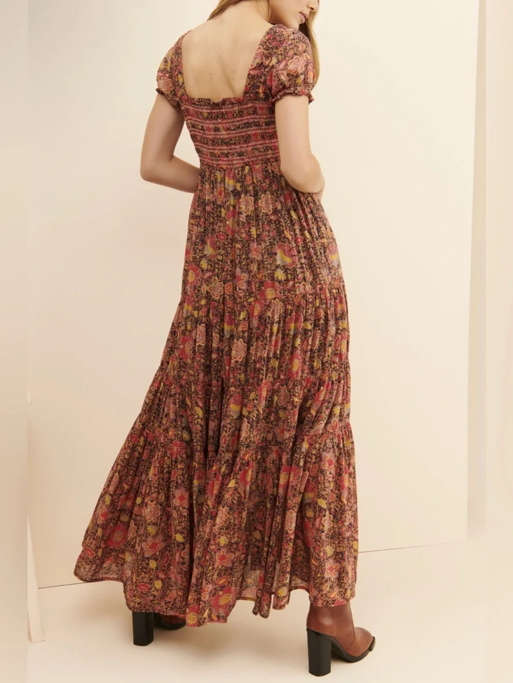 NWT New Free People Getaway Maxi Dress in Black Combo Size S - Picture 3 of 7